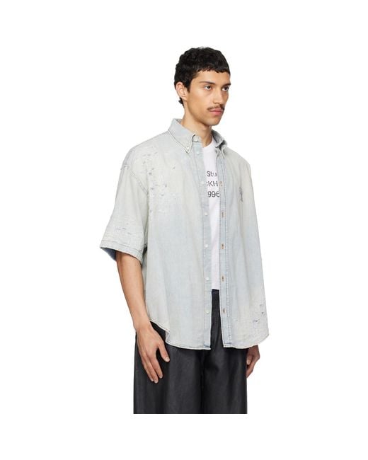 Acne White Mended Denim Shirt for men