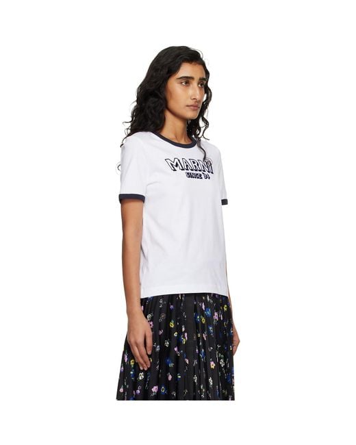 Marni Black Flock Print Jersey T-Shirt