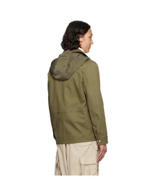 Moncler Green Khaki Guerledan Hooded Cotton Shirt Jacket for men