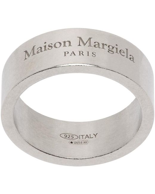 Maison Margiela Metallic Silver Logo Ring for men
