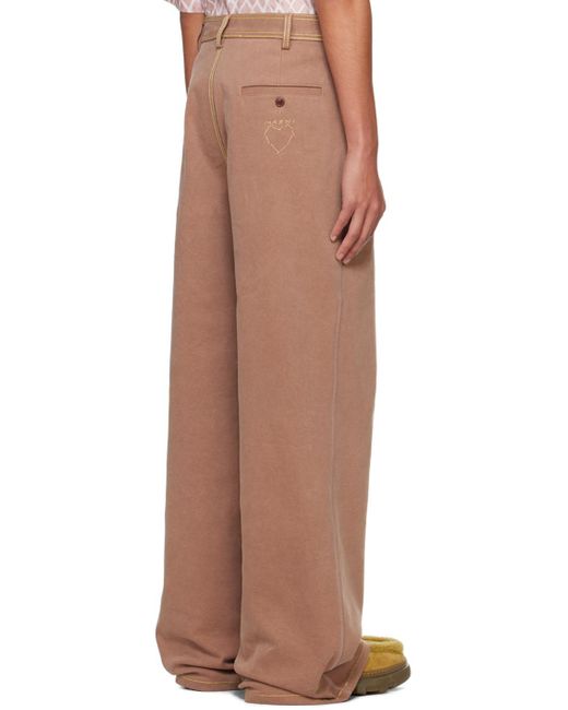 メンズ Marni ブラウン コントラストステッチ ジーンズ Multicolor