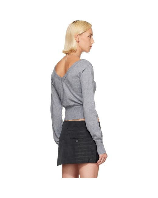 Vivienne Westwood Gray Beatrice V-Neck Sweater
