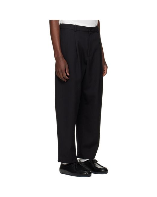 Studio Nicholson Black Tuck Pleated Trousers for men