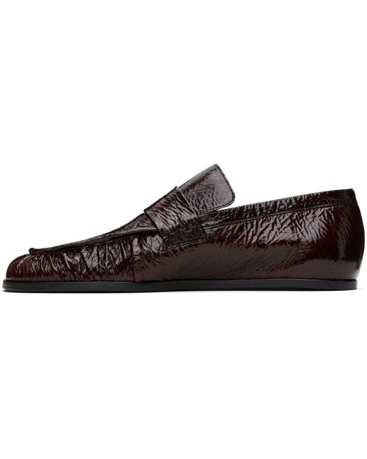 Jil Sander バーガンディ エナメルレザー ローファー Black