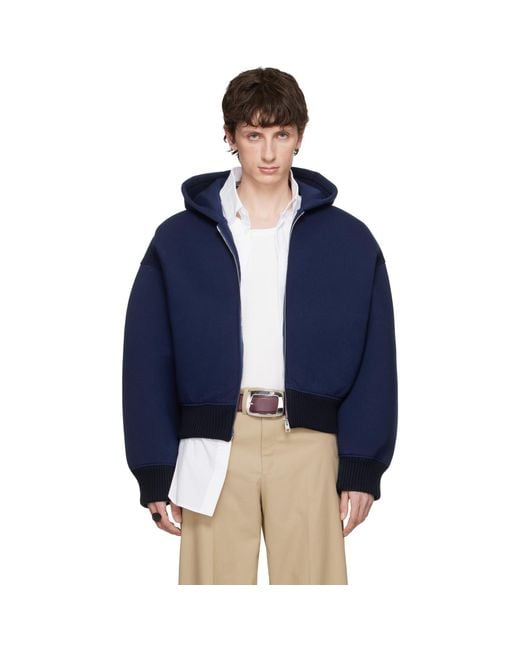 Jean Paul Gaultier Blue Bonded Jersey Hoodie for men