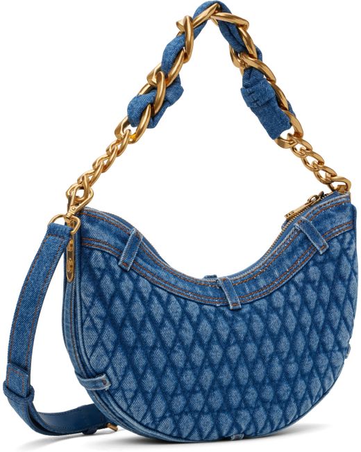 Sac Souple Moon Bleu En Denim Balmain en coloris Blue