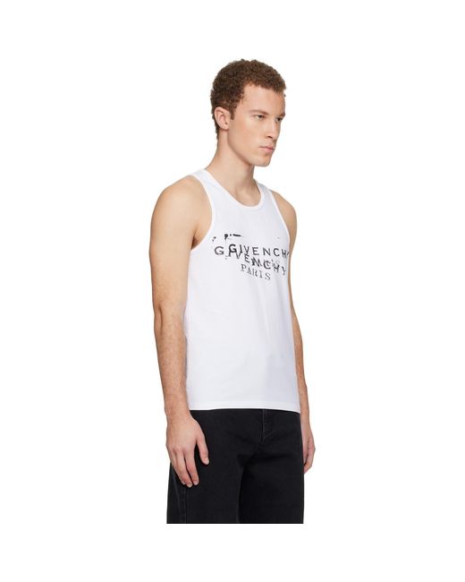 Givenchy White Stamp Print Tank Top for men