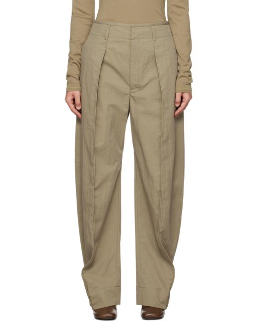 Lemaire Natural Khaki Curved Volume Trousers