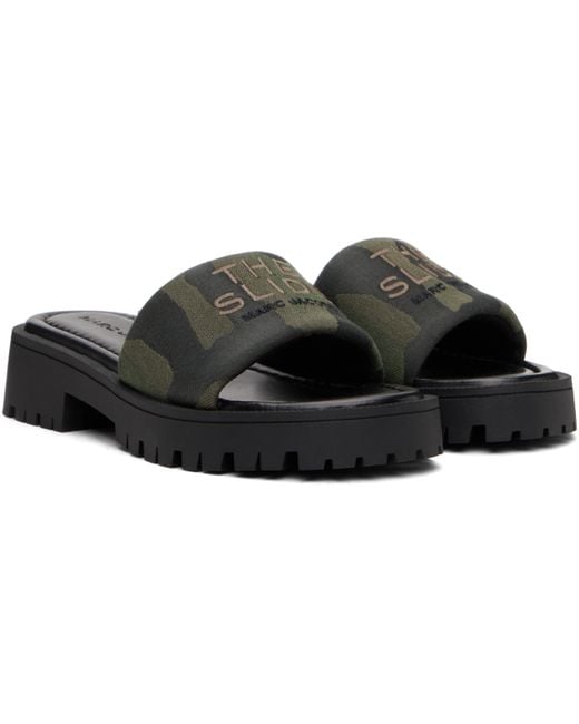 Marc Jacobs カーキ 'The Camo Jacquard Lug Sole Slide' サンダル Black