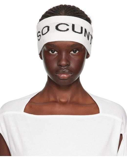 Rick Owens Off-white 'so Cunt' Headband in Brown | Lyst