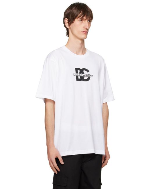 T-shirt blanc à logos imprimés Dolce & Gabbana pour homme en coloris White