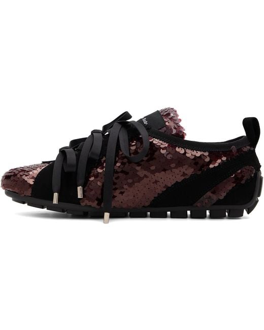 Simone Rocha Black Burgundy & Ballerina Grip Sneakers