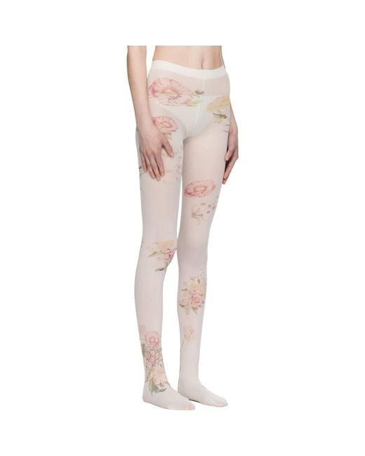 OPEN YY White Off- Floral Tights