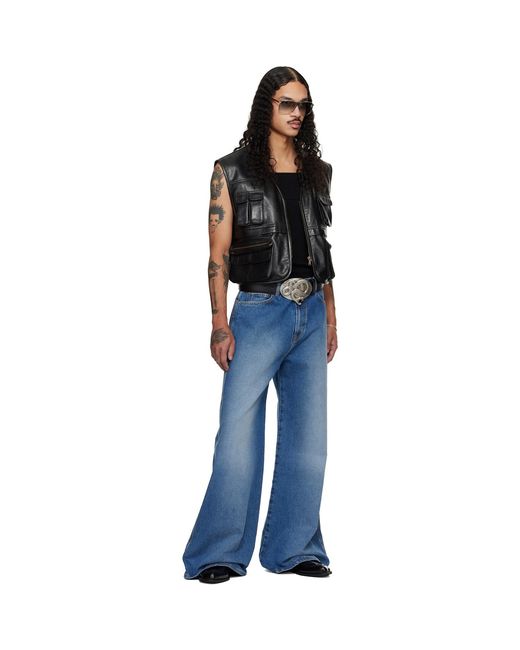 Lu'u Dan Black Cargo Faux-Leather Vest for men