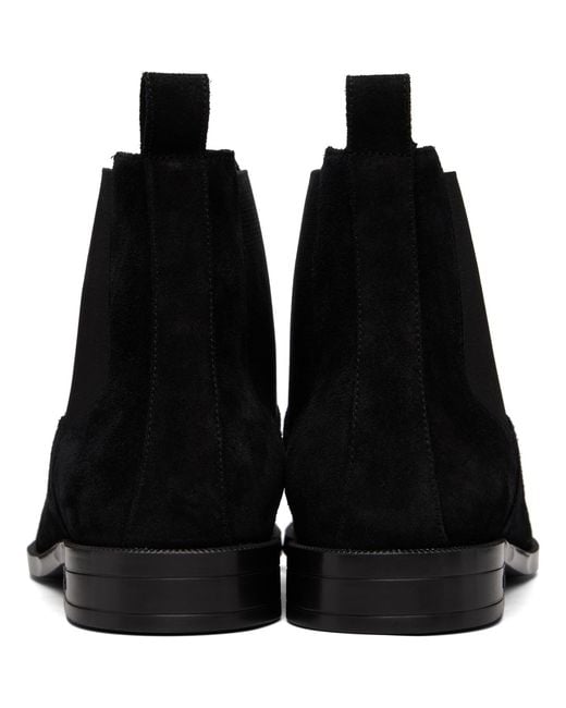 Boss Black Suede Elasticated Panels Chelsea Boots for men