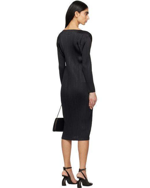 Pleats Please Issey Miyake Black Monthly Colors February Midi Dress