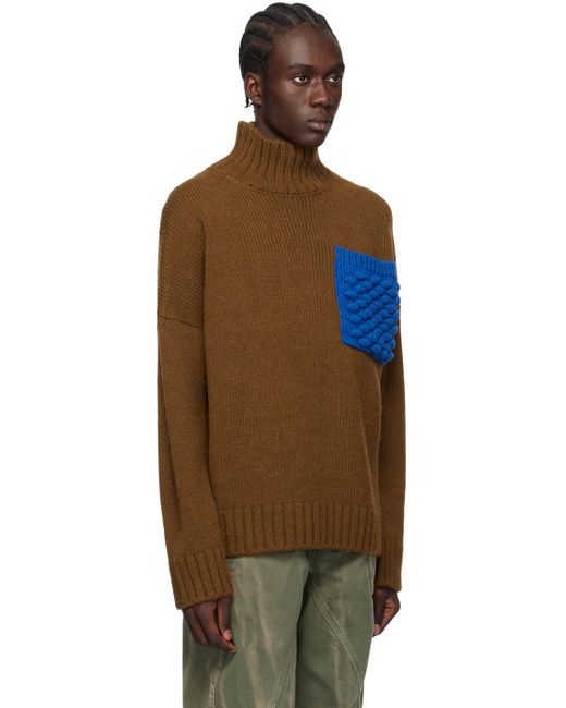 Col roulé brun à poche en tricot à fil noppé J.W. Anderson pour homme en coloris Multicolor