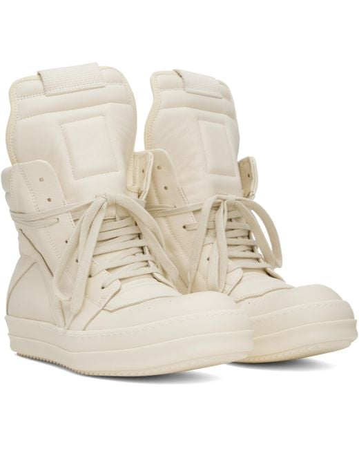 メンズ Rick Owens オフホワイト Hollywood Geobasket スニーカー White