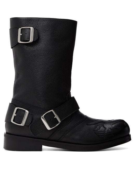 STEFAN COOKE Black Pegasus Biker Boots for men