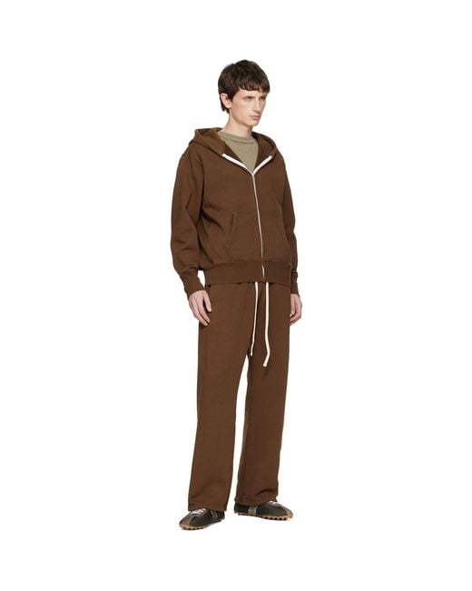 Les Tien Brown Heavyweight Zip Hoodie for men