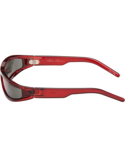 Rick Owens Brown Burgundy Tower Fog Sunglasses for men