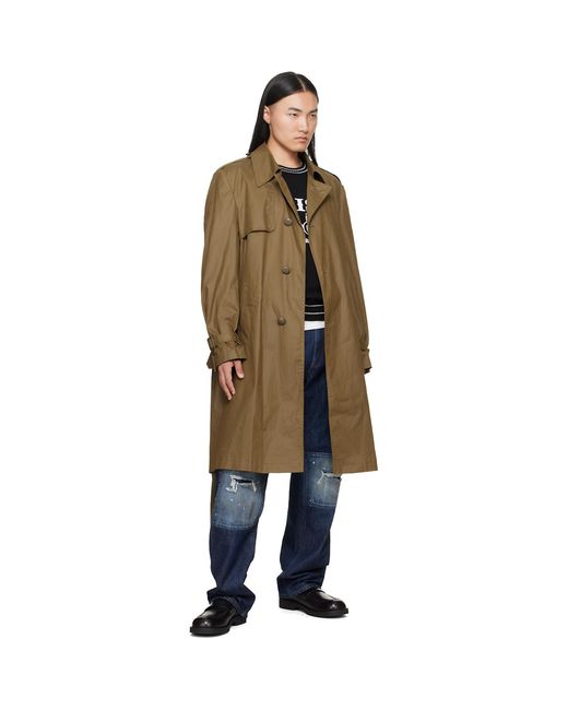 MM6 by Maison Margiela Natural Coated Cotton Trench Coat for men