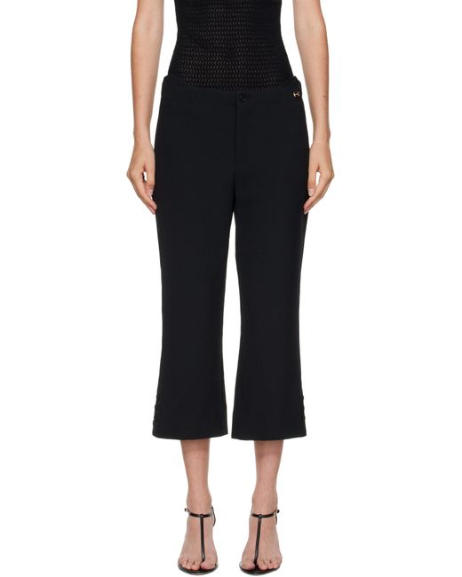 Victoria Beckham Black Tab Detail Cropped Trousers