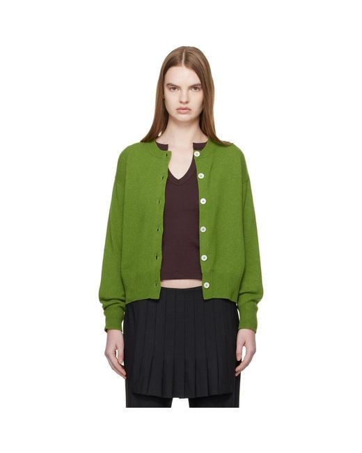 &Daughter Green Ada Crewneck Cardigan