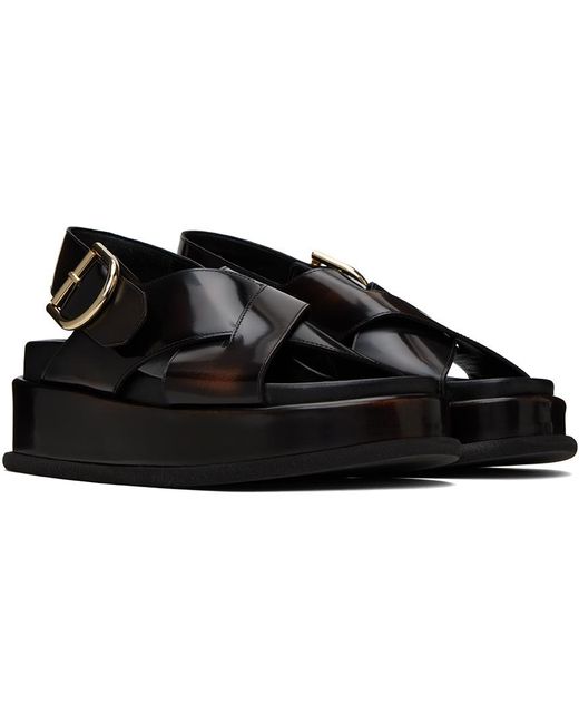 Dries Van Noten Black Ssense Exclusive Brown Leather Sandals