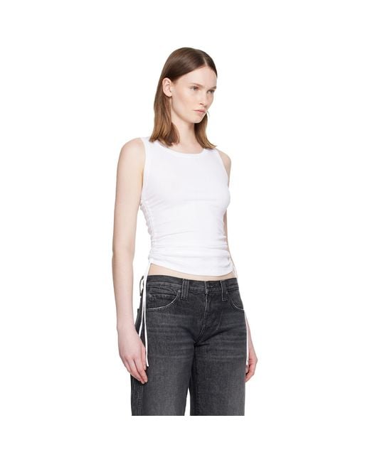 Balmain White Jersey Draped Top