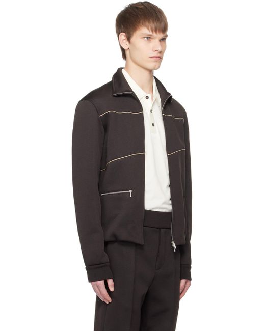 Blouson de survêtement brun à passepoils Ferragamo pour homme en coloris Black