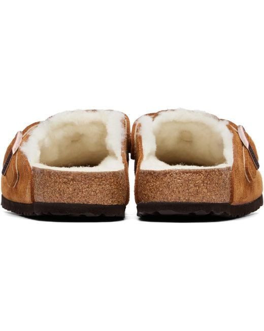 Birkenstock Brown Tan Regular Boston Shearling Loafers for men