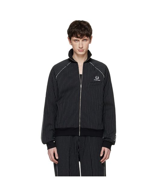 Fred Perry Black Kris Van Assche Edition Pinstripe Track Jacket for men