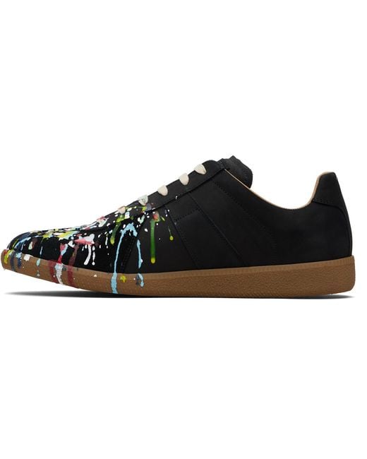 Maison Margiela Black Paint Replica Sneakers for men