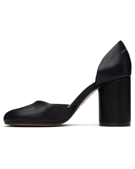 MM6 by Maison Martin Margiela Black Shiny Vegetable Tanned Leather Court Heels