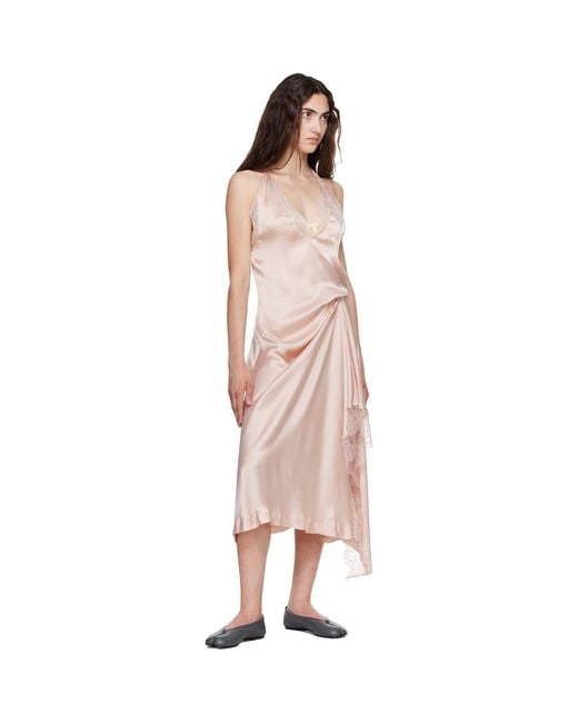 Maison Margiela Pink Lace Slip Midi Dress