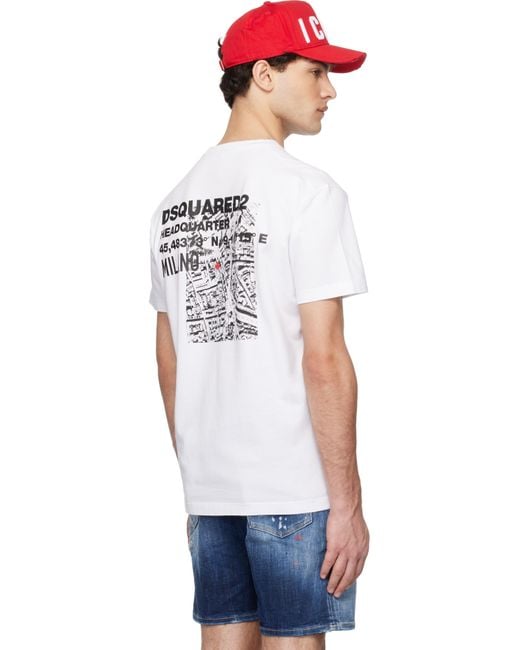 【関税込み】Dsquared2 ホワイト Ceresio Map Cool Fit Tシャツ メンズ DSquared² ホワイト Ceresio Map Cool Fit Tシャツ