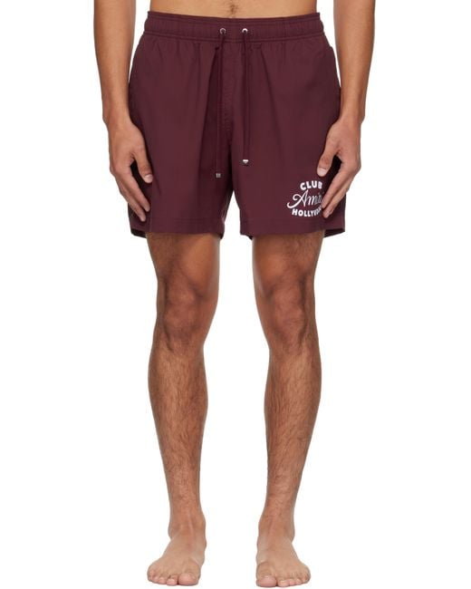 Amiri Red Burgundy 'Club Swim Shorts for men