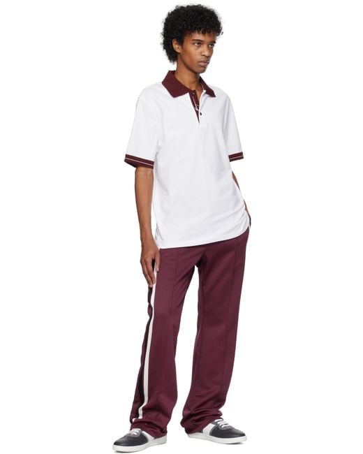 Ferragamo Red Burgundy Contrasting Bands Sweatpants for men