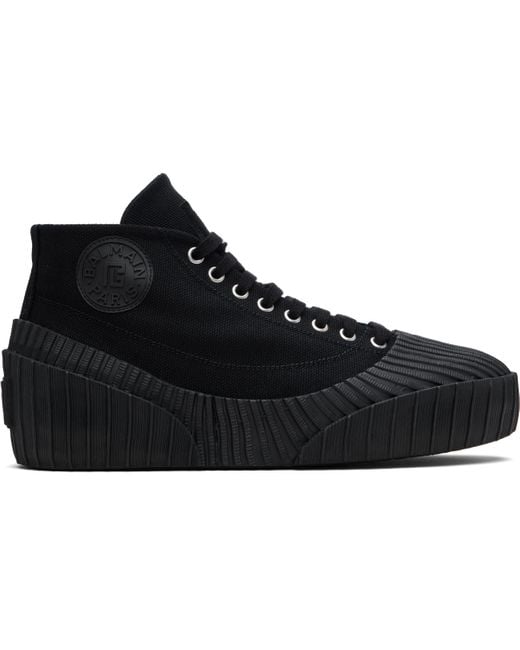Balmain Black Riff Low Canvas Sneakers for men