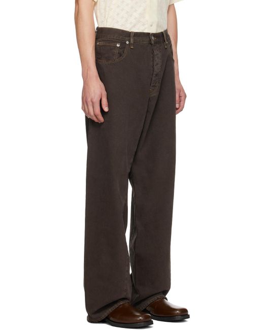 メンズ sunflower ブラウン ツイスト ワイドレッグジーンズ ブラック  