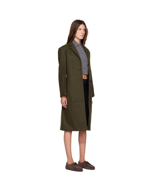 Jil Sander Green Khaki Loden Wool Coat