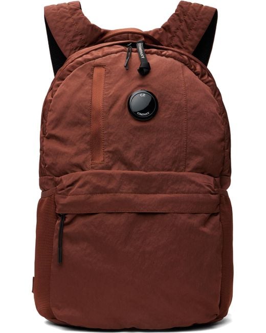 C P Company Red Burgundy Nylon B Lens Backpack for men