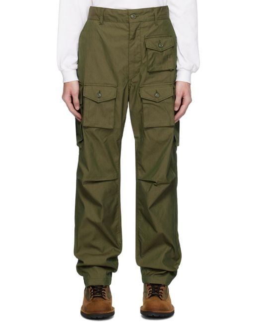 Engineered Garments Green Khaki Fa Cargo Pants for men