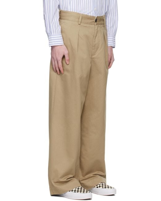 Noah Single-Pleat Baggy Trousers in Natural for Men | Lyst