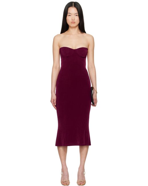 Mirror Palais Red Burgundy Strapless Supermodel Midi Dress