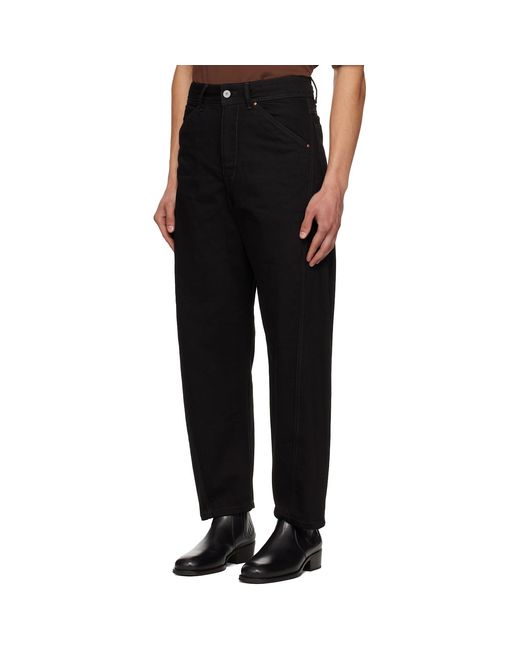 Lemaire Black Twisted Workwear Jeans for men