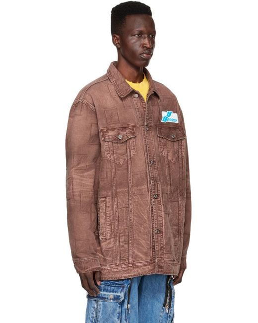 we11done Brown Red Denim Jacket for men