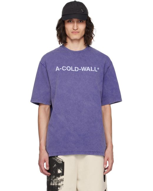 メンズ A_COLD_WALL* * ブルー オーバーダイ Tシャツ Purple