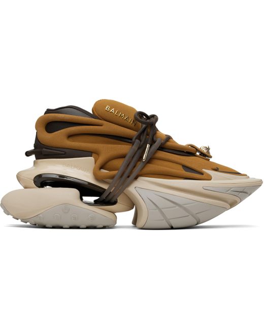 Balmain Black Tan Unicorn Low Sneakers for men